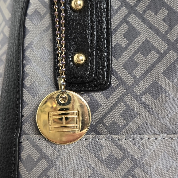 Tommy Hilfiger EUC tote bag double handles Large grey black - Picture 6 of 17